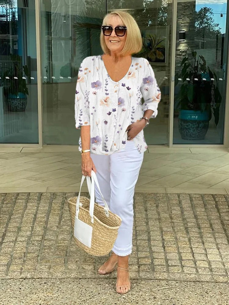 Charlotte | Floral Button Tunic Top