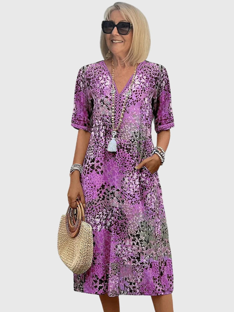 Yvonna™-| Elegant Floral Midi Dress