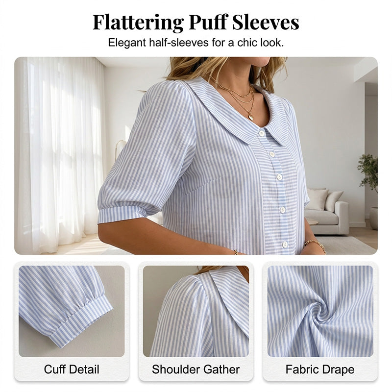 Rebecca | Button-Down Puffed Sleeve Blouse