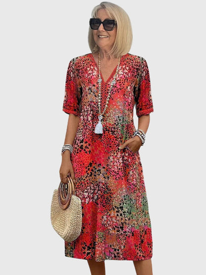 Yvonna™-| Elegant Floral Midi Dress