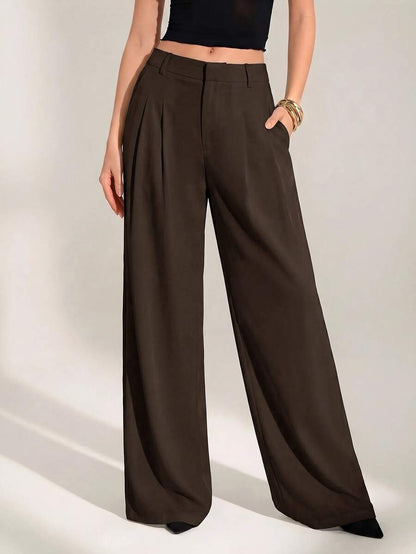 High Waist Pleated Wide Leg Pants