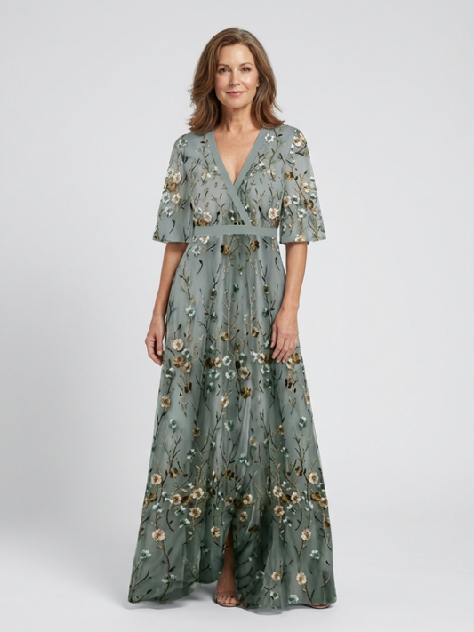 Dianne | Embroidered Floral Maxi Dress