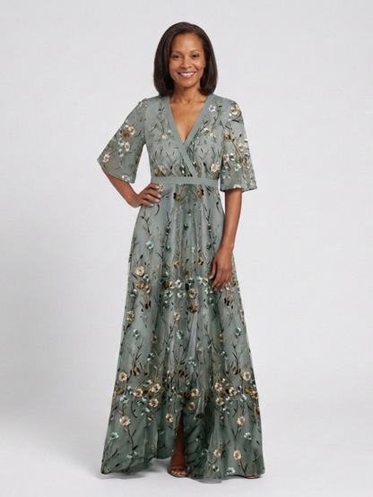 Dianne | Embroidered Floral Maxi Dress