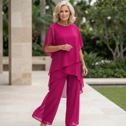 Melinda | Draped Blouse and Pants Set