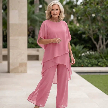 Melinda | Draped Blouse and Pants Set