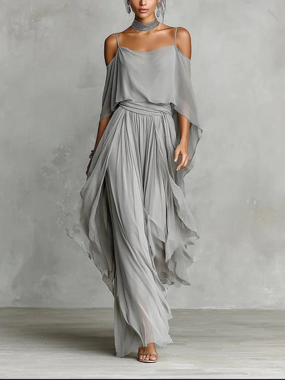 Marisa™ | Layered Cold Shoulder Wide Leg Set