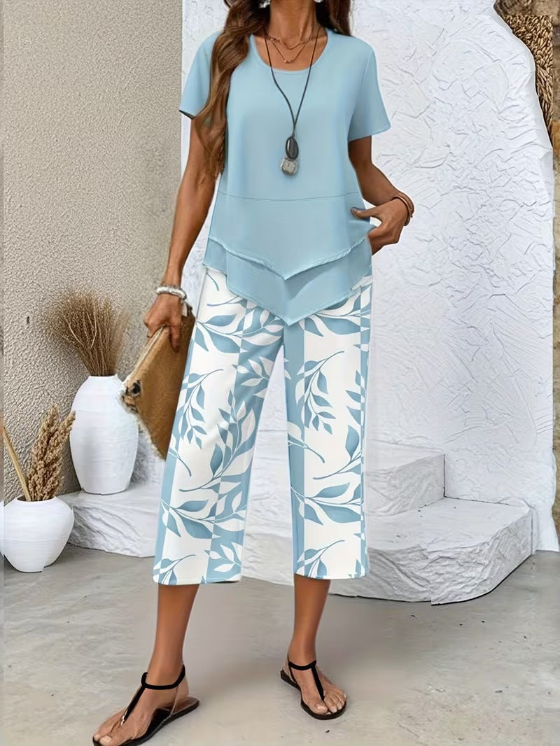Vanessa | Leaf Print Two Piece Set
