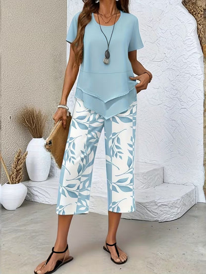 Vanessa | Leaf Print Two Piece Set