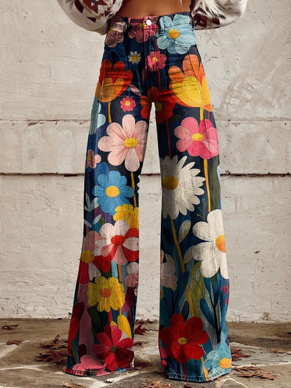 Samantha | Retro Floral Wide Pants