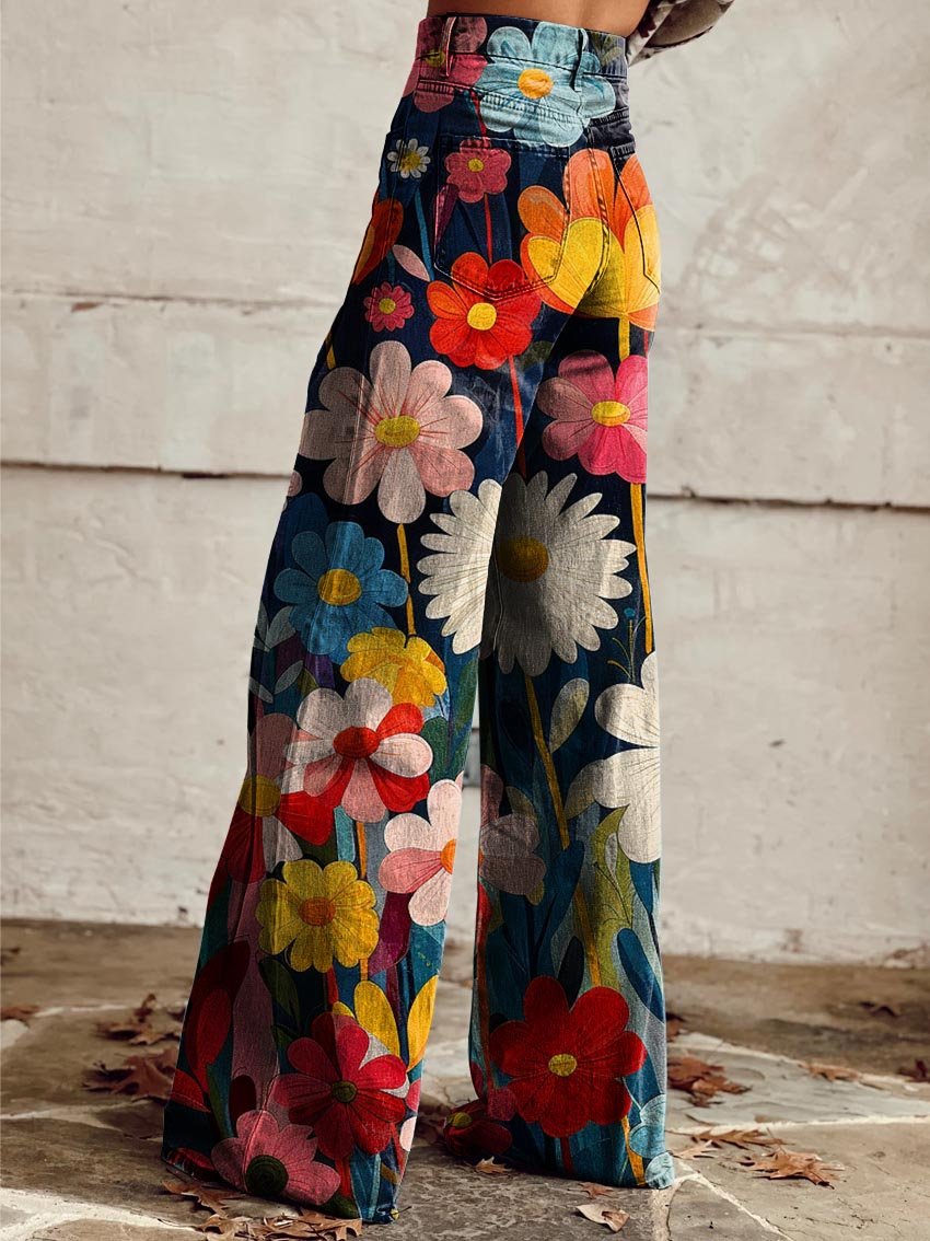 Samantha | Retro Floral Wide Pants