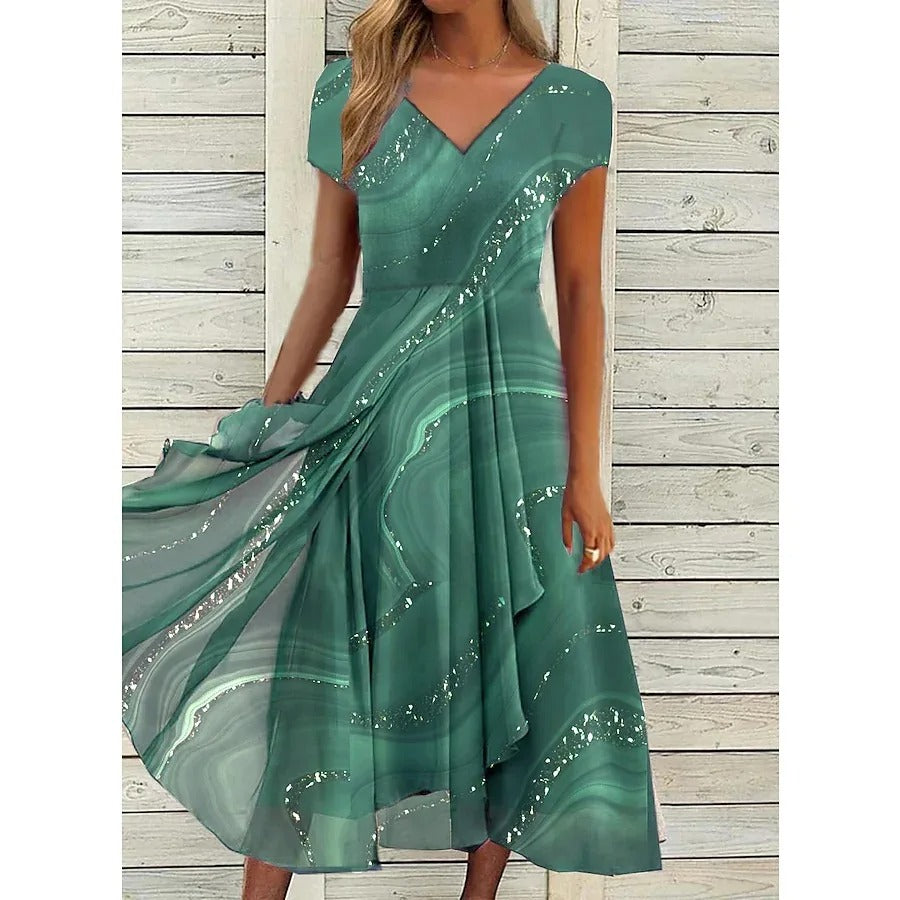 Josephine™  | Elegant V-Neck Midi Dress