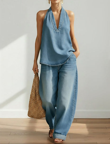 Ivy™ | Vintage Washed Denim Two-Piece Set