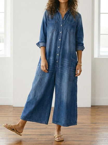 Diana™ | Vintage Denim Jumpsuit with Buttons