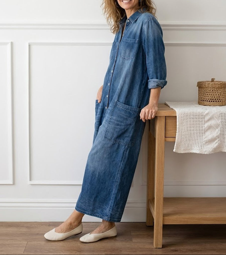 Diana™ | Vintage Denim Jumpsuit with Buttons