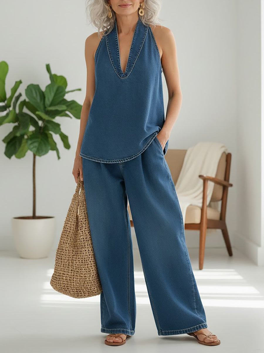 Ivy™ | Vintage Washed Denim Two-Piece Set