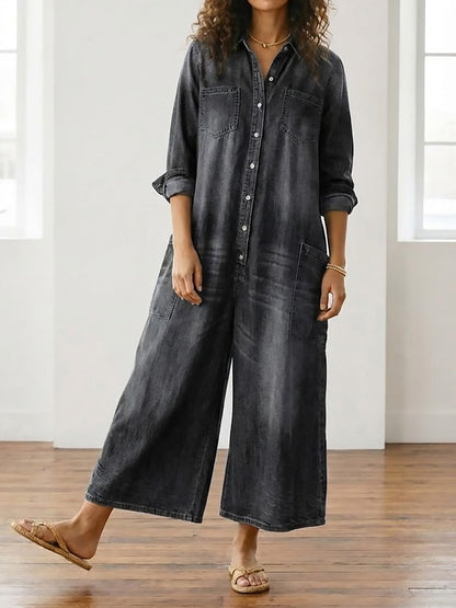 Diana™ | Vintage Denim Jumpsuit with Buttons