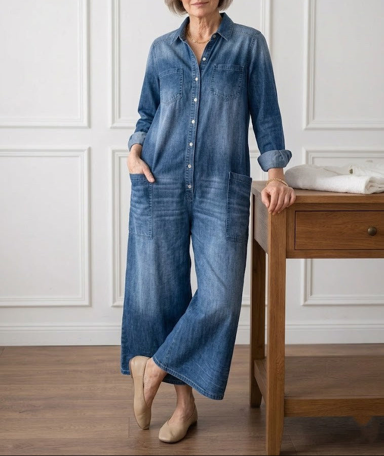 Diana™ | Vintage Denim Jumpsuit with Buttons