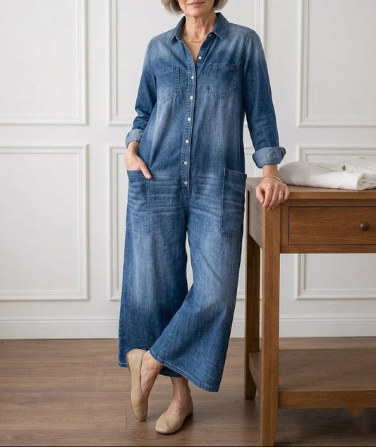 Diana™ | Vintage Denim Jumpsuit with Buttons