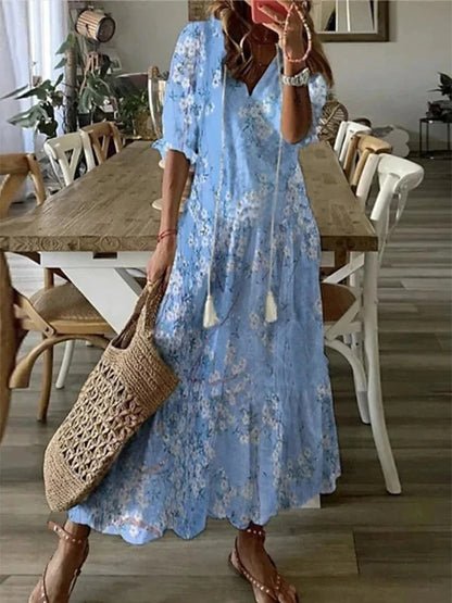 Seraphina |  Elegant Printed Midi Dress